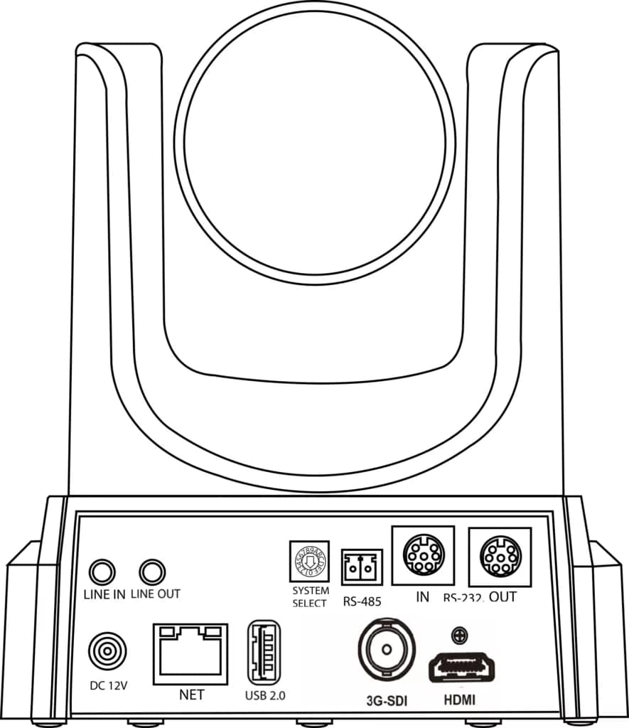 4K AI 追蹤 PTZ攝影機 (TX20i) 11 HX20i BackFull Sketch